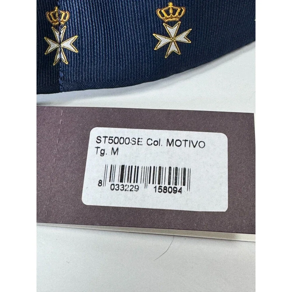 RODA Ribbon Belt Men Unisex Medium Navy Blue Maltese Cross D Ring Preppy Classic
